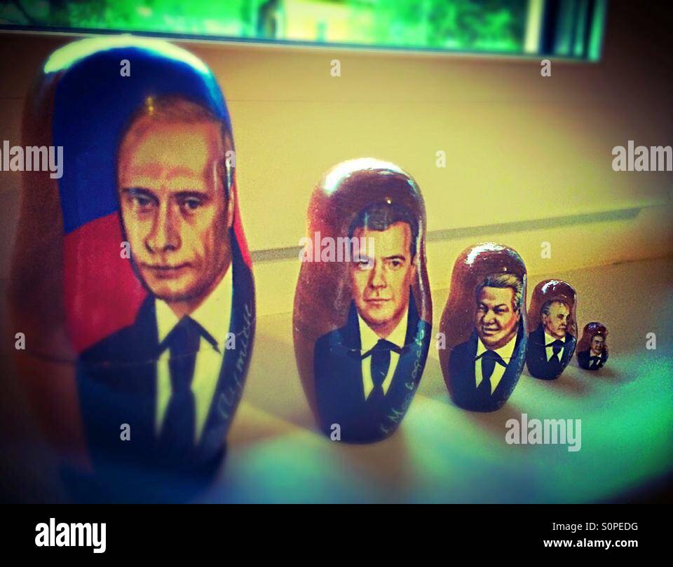 Russischen Präsidenten Puppen selbst Stockfoto