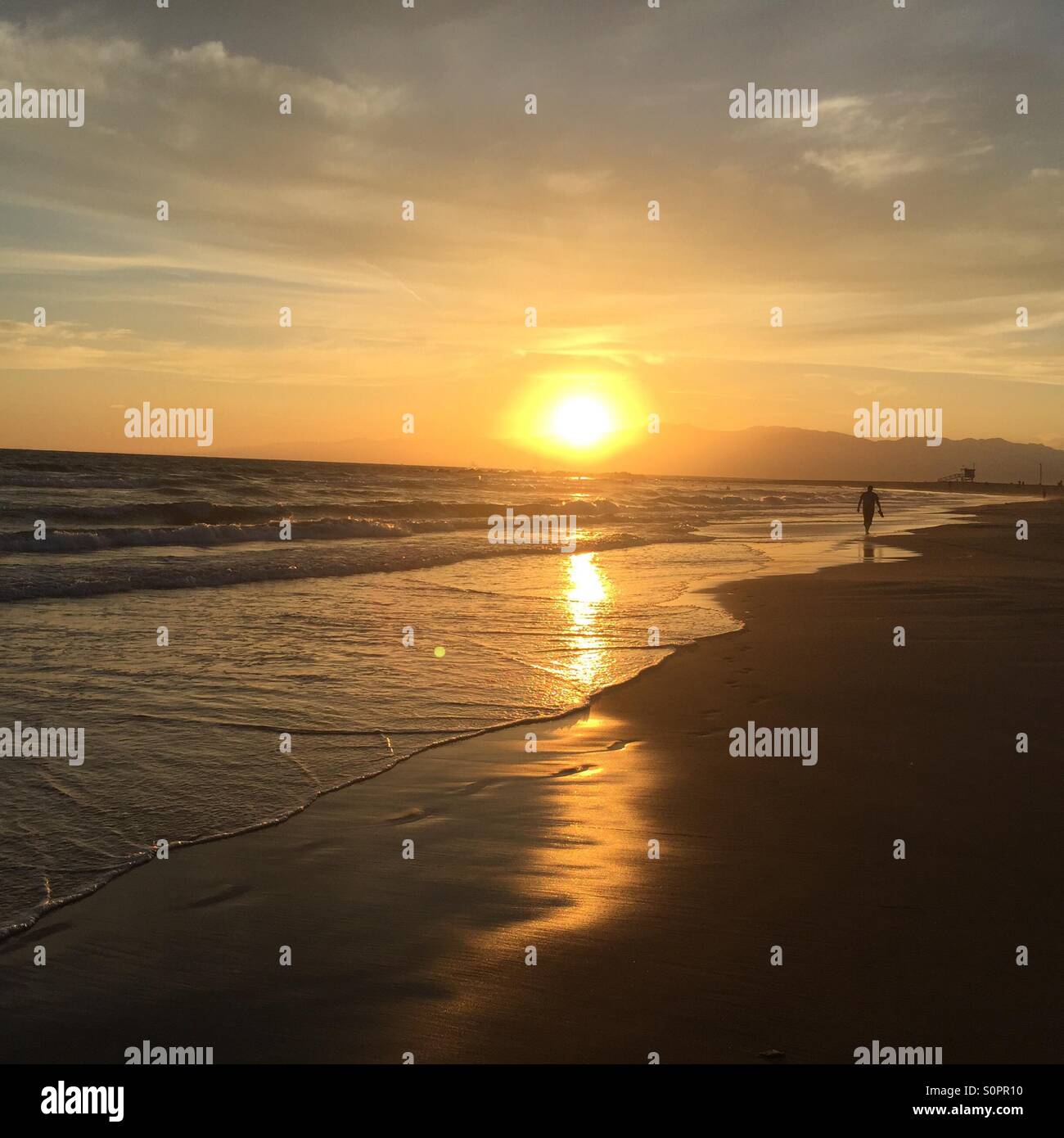 Sonnenuntergang, Venice Beach, CA Stockfoto