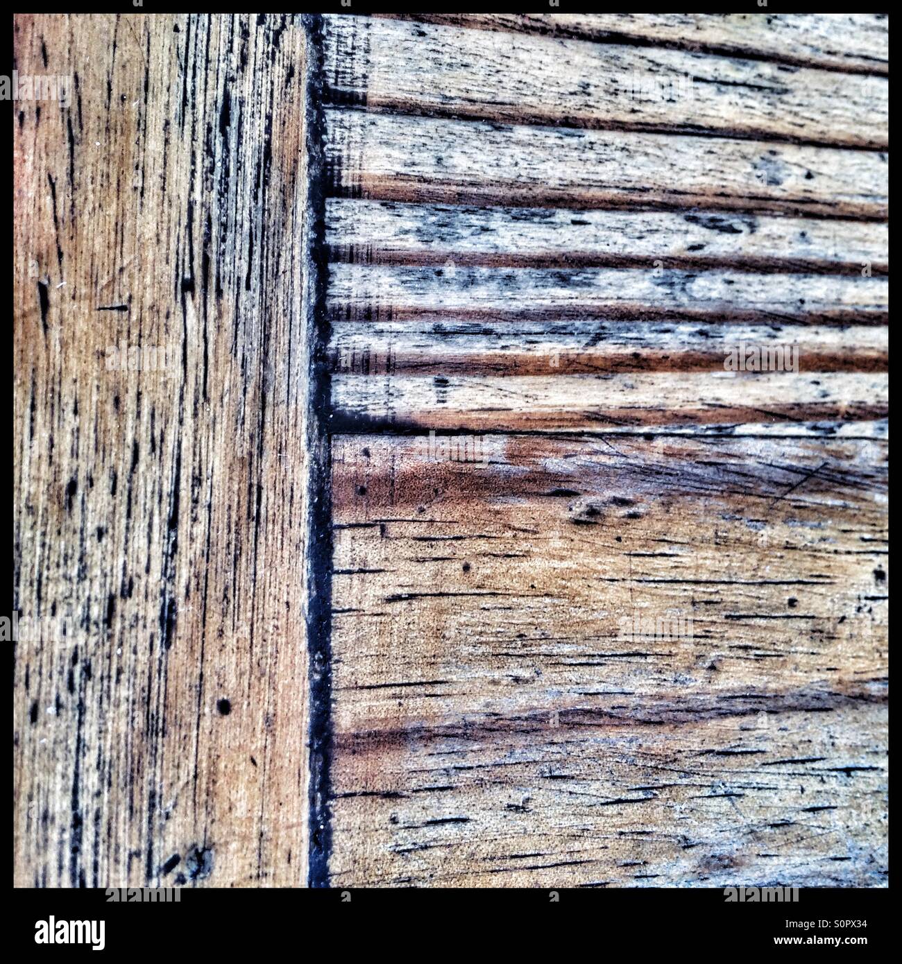 Oberfläche der Holztisch. - Smartphone-aufgenommenes Stockfoto