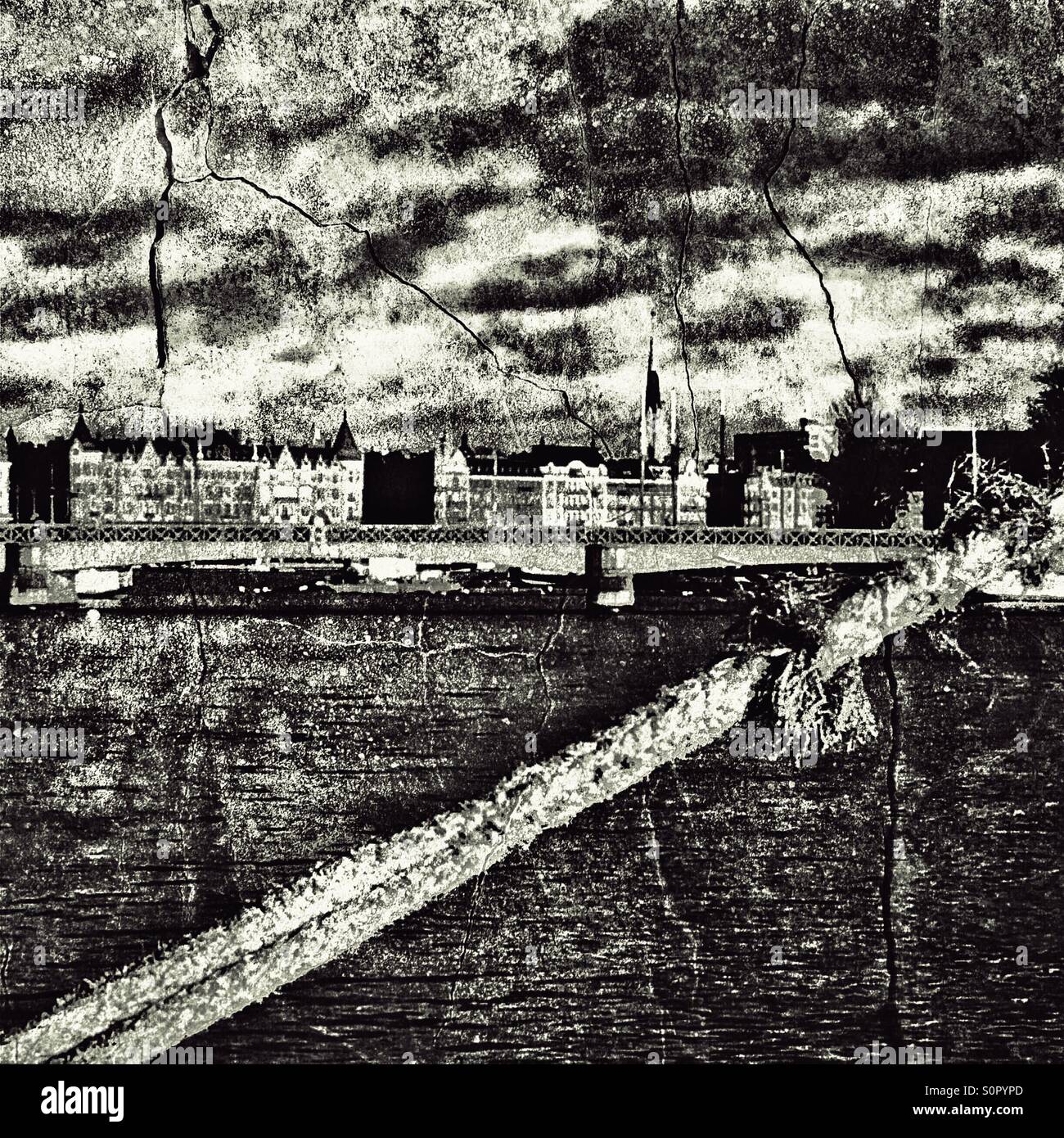 Stockholm-Monochrom geknackt - Smartphone-aufgenommenes Stockfoto