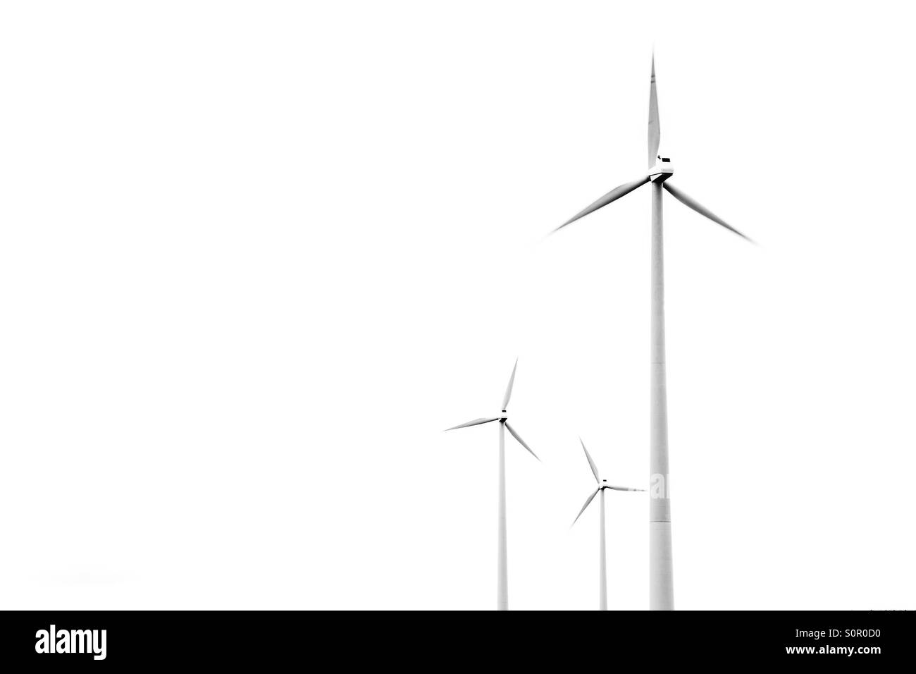 Wind-Turbinen-Silhouetten. Stockfoto