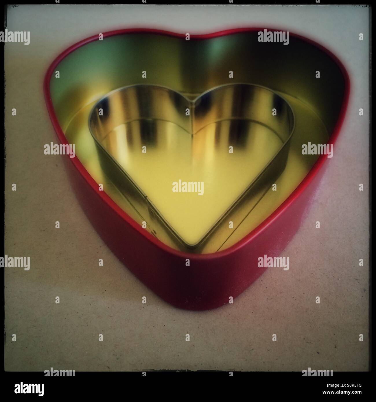 Zwei Herzformen. - Smartphone-aufgenommenes Stockfoto