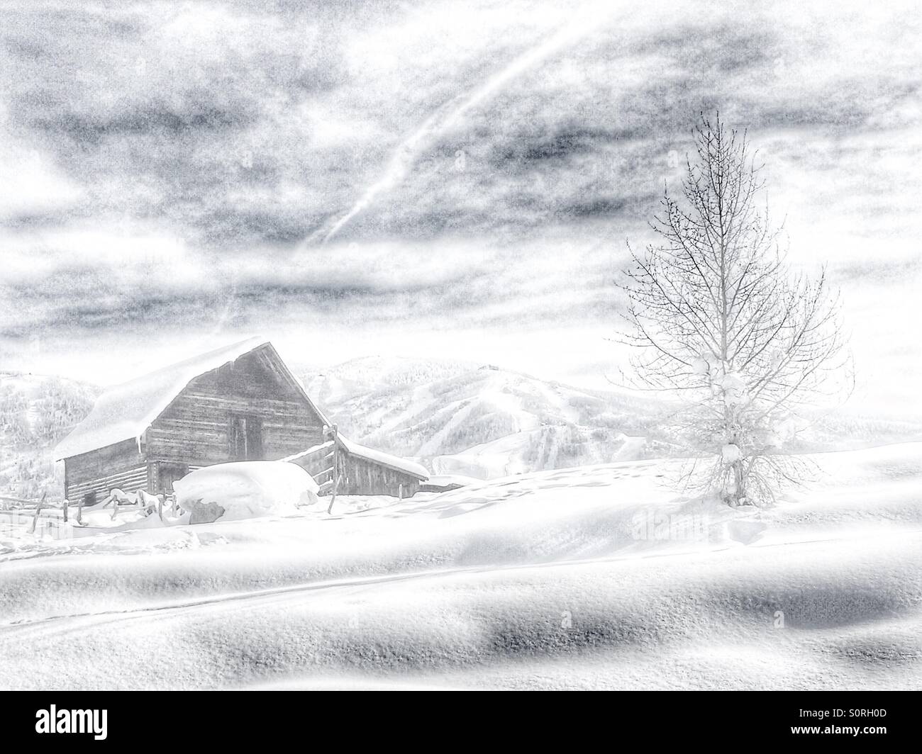 Winterliche Szene in Steamboat Springs, Colorado, USA. Stockfoto