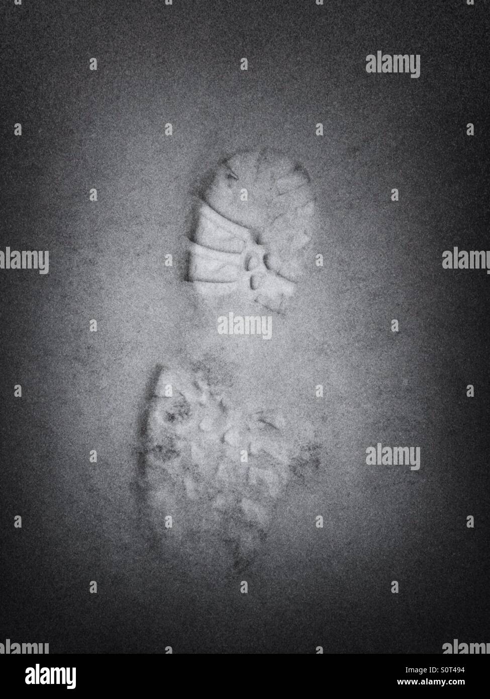 Fußabdruck im Schnee Stockfoto