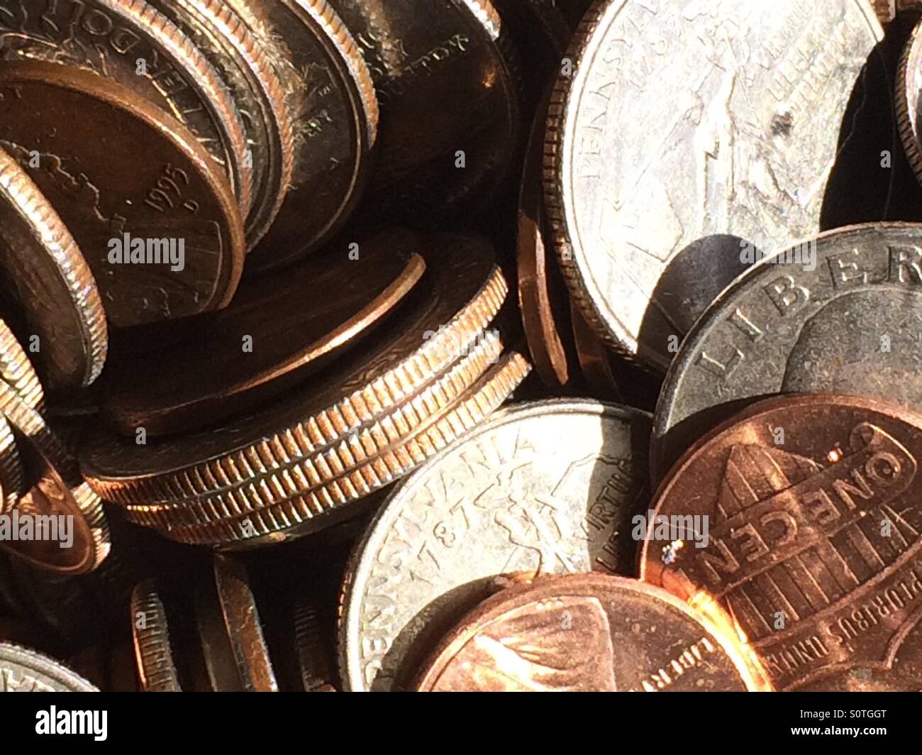 Glänzende Münzen Stockfoto