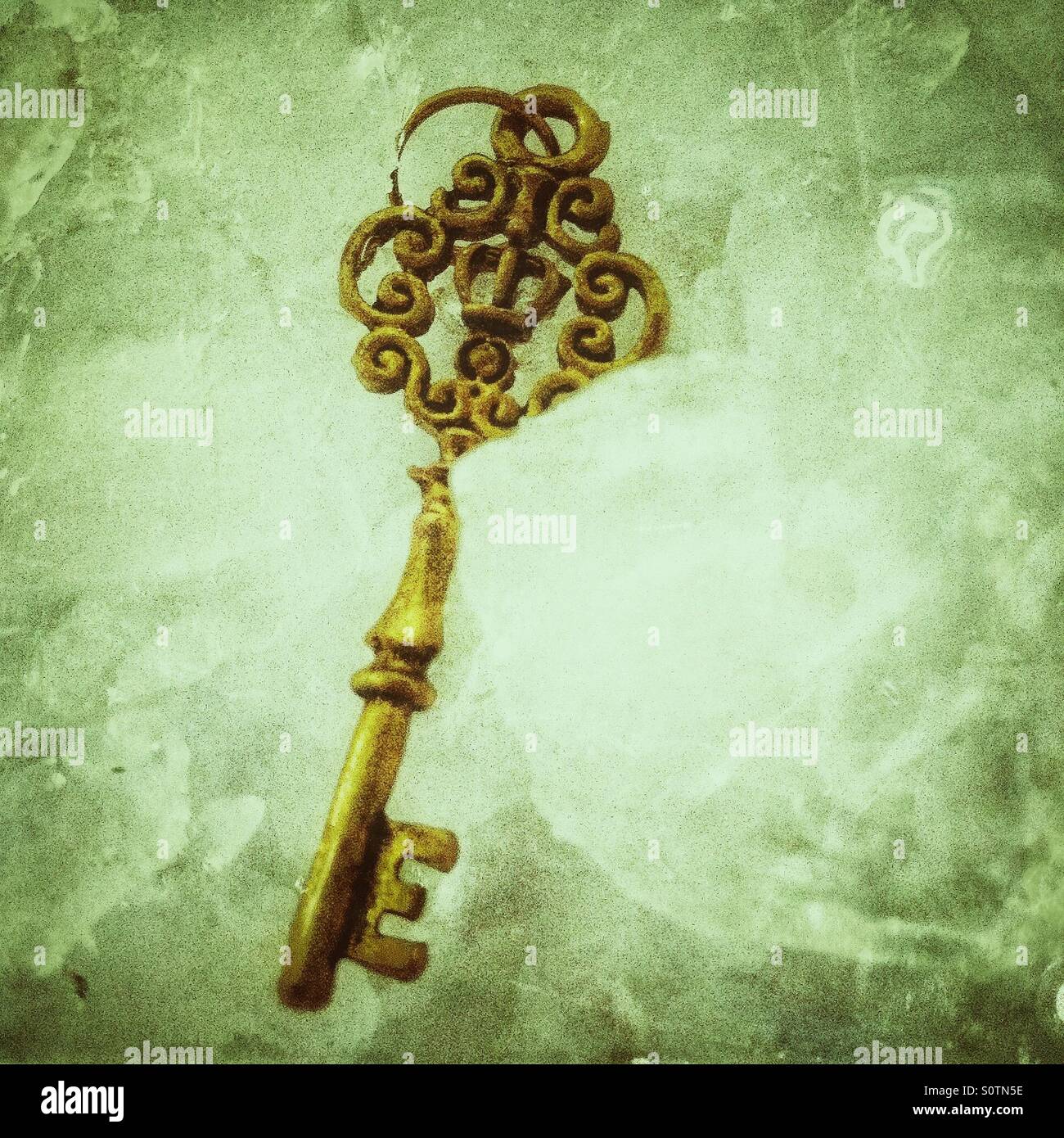 Goldener Schlüssel im Eis Stockfoto