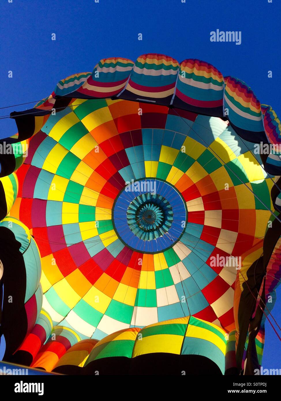 Fahrt mit dem Heißluftballon Stockfoto