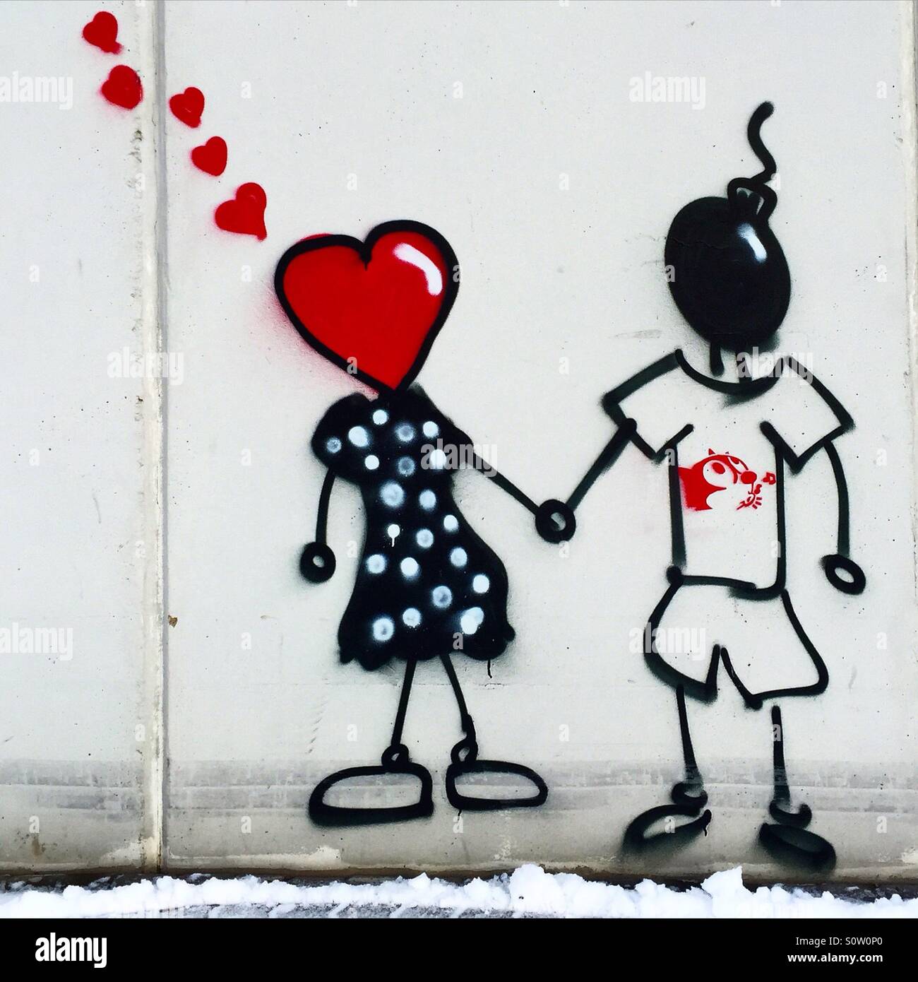 Graffiti mit Liebesbotschaft Stockfoto