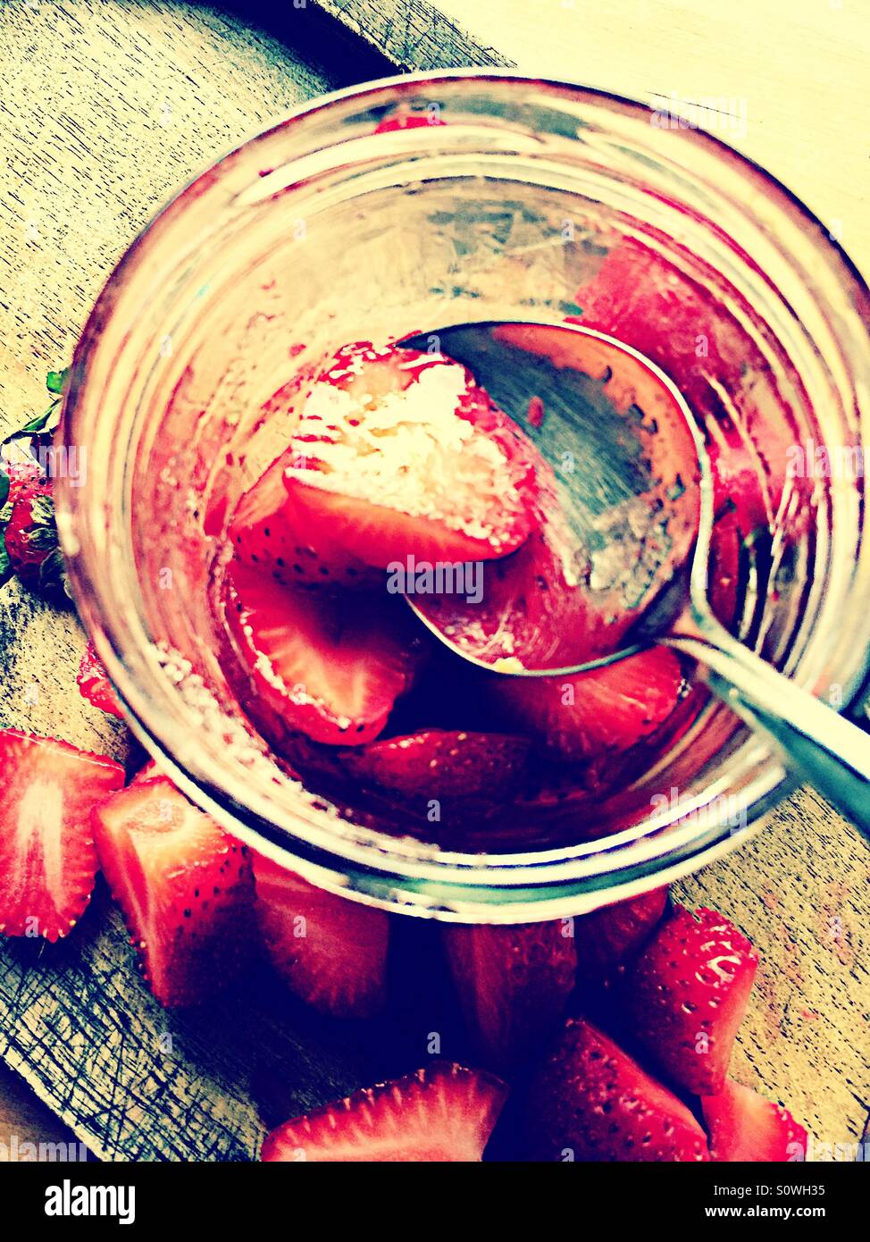 Gezuckerte Erdbeeren Stockfoto
