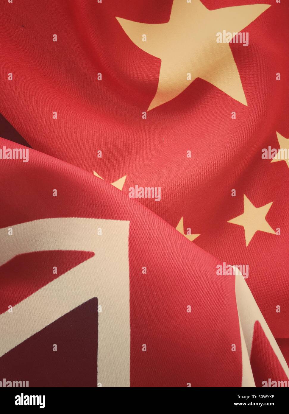 Britischen und chinesischen Flaggen Stockfoto