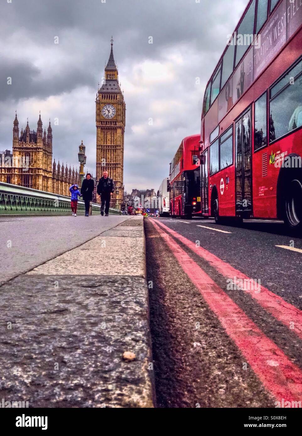 Auf Westminster Bridge London Stockfoto