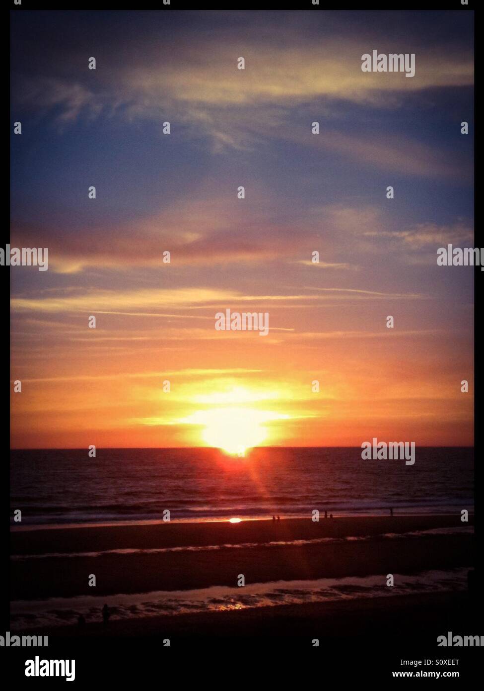 Sonnenuntergang, atlantischen Küste. Frankreich Stockfoto