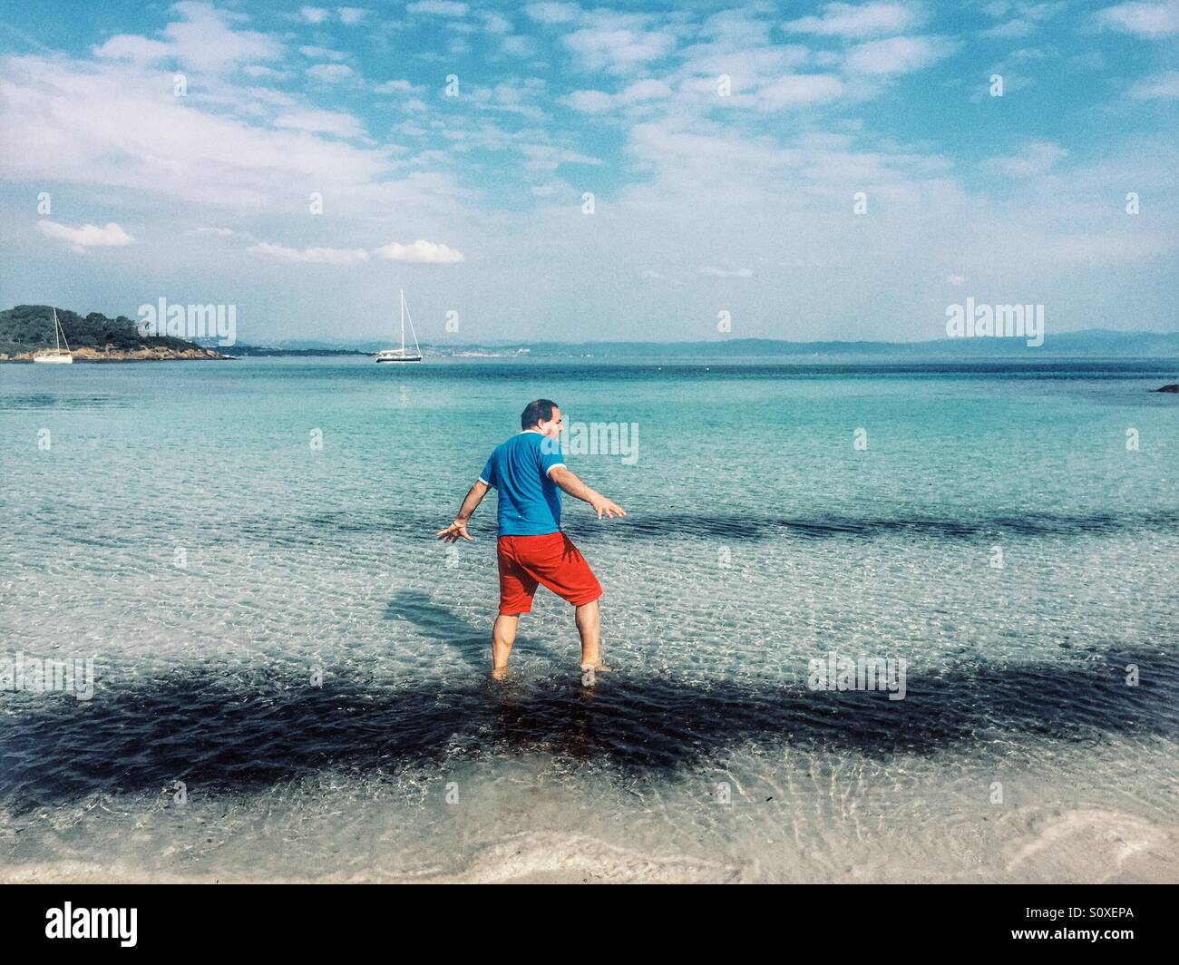 Mann kalte Meer, Porquerolles, Côte d ' Azur, Frankreich Stockfoto