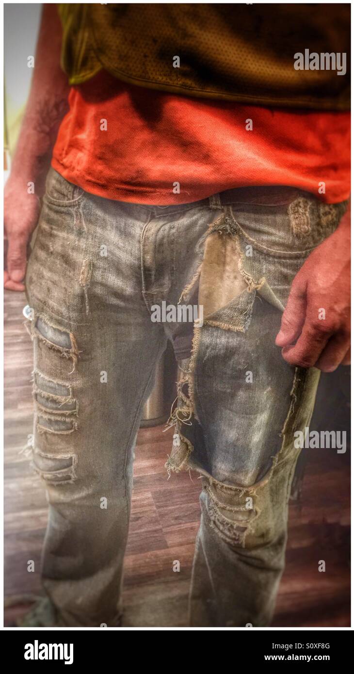 Zerrissene jeans Stockfoto