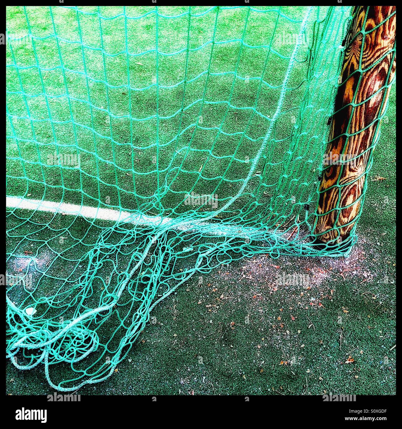 Fußball-Torpfosten und netting Stockfoto
