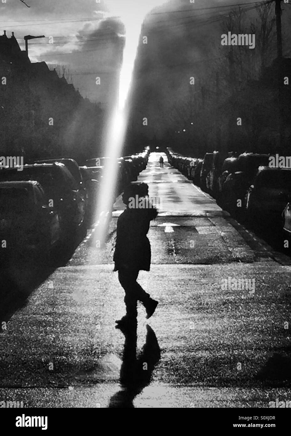 Fuß in die Sonne nach dem Regen. Harringay Leiter. London, Vereinigtes Königreich Stockfoto