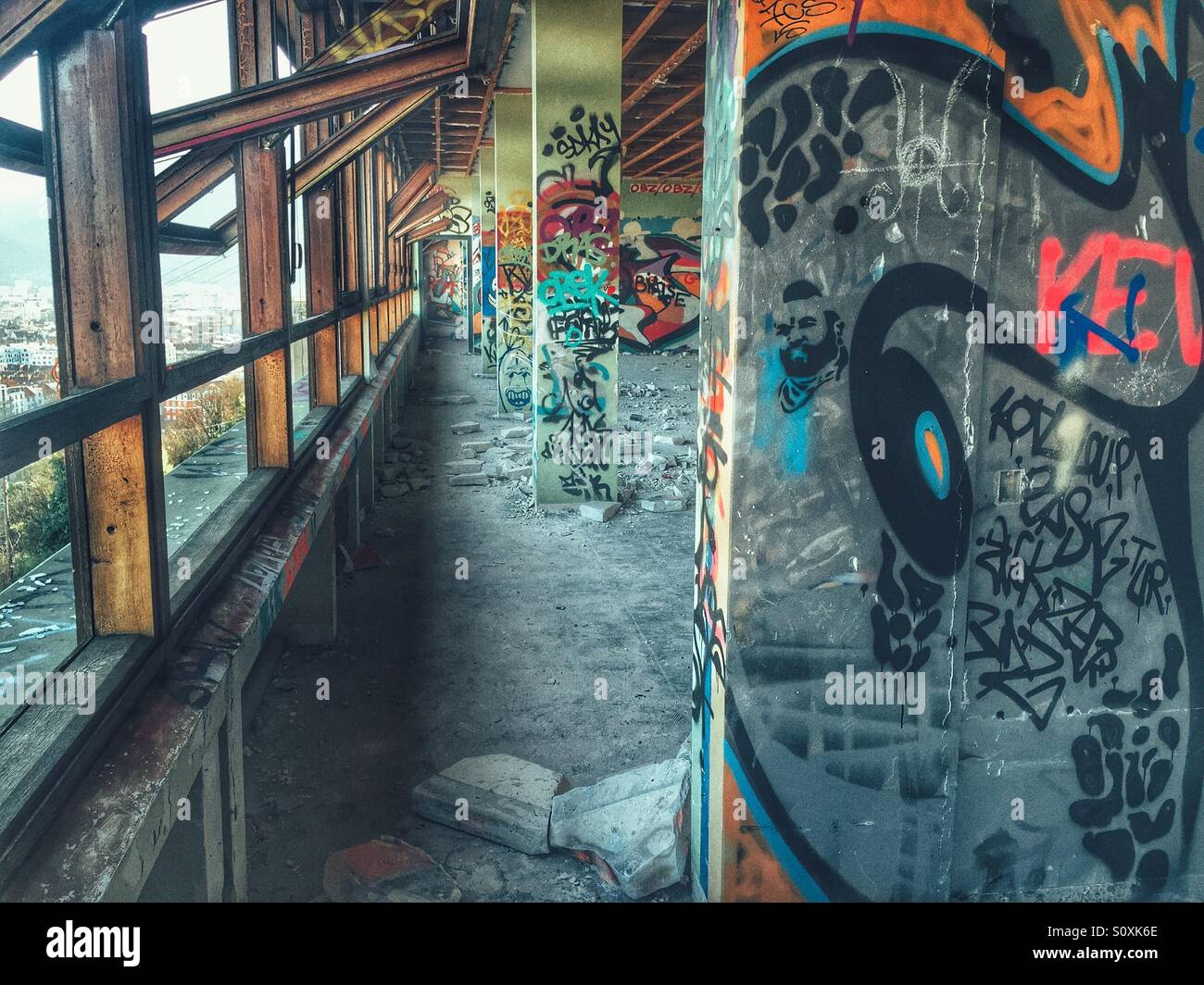 Graffiti-indoor-Gebäude Stockfoto