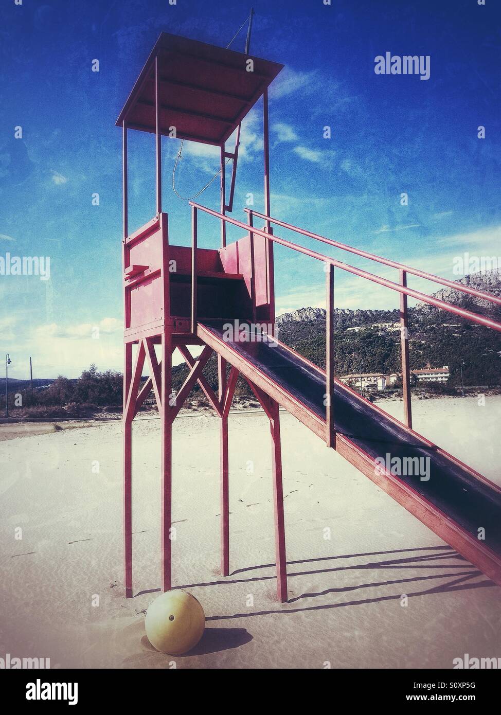 Strandwache - Smartphone-aufgenommenes Stockfoto