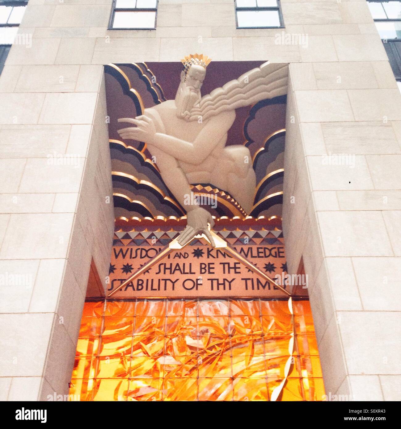 Rockefeller Center Wandbild, New York City, Vereinigte Staaten von Amerika. Stockfoto