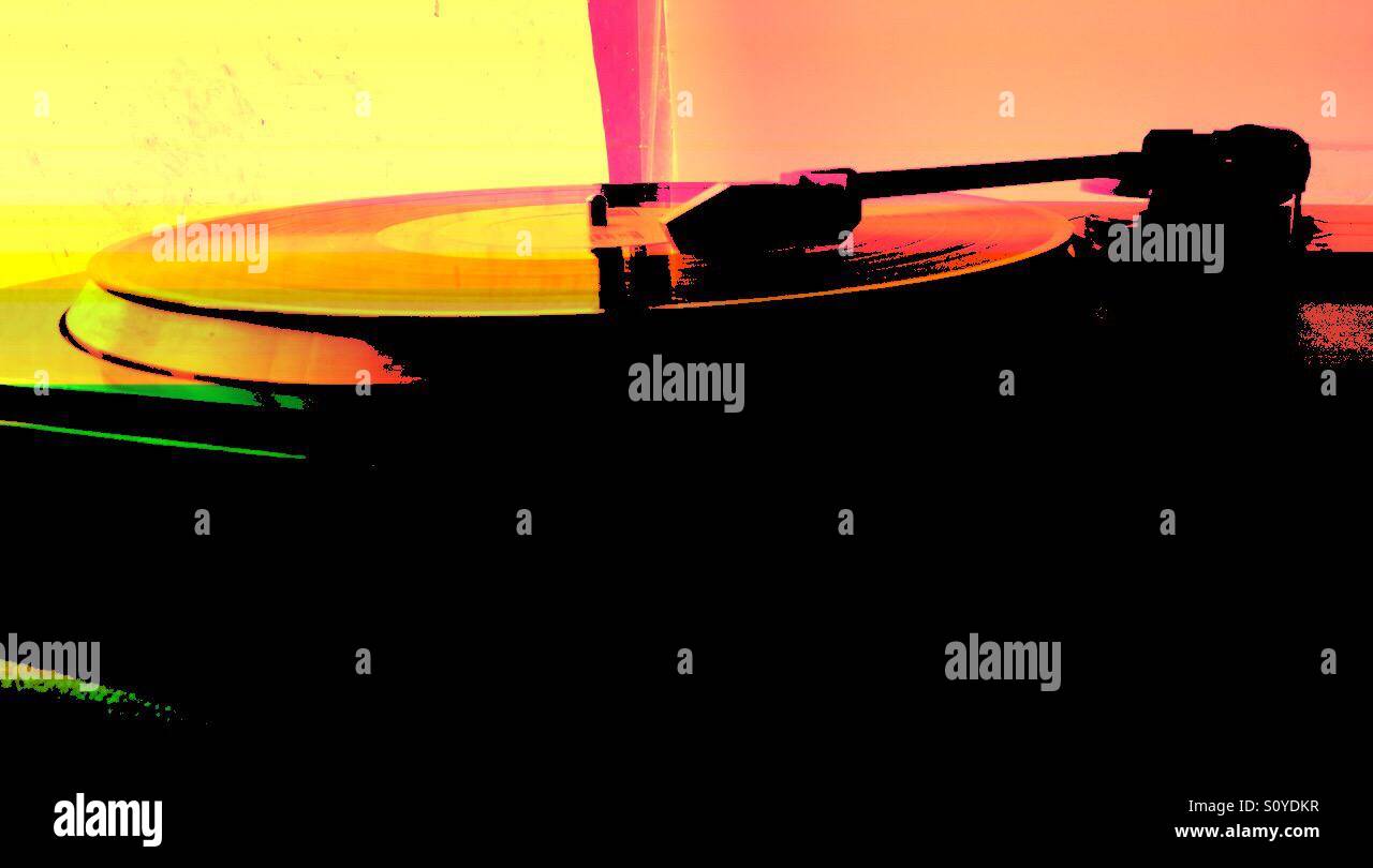 Vinyl-Schallplatte mit Platz für text - Smartphone-aufgenommenes Stockfoto
