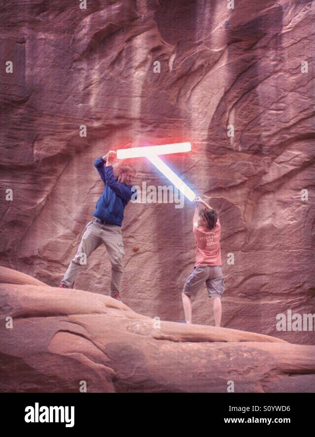 Star Wars Kampf zwischen Vater und Sohn Stockfoto
