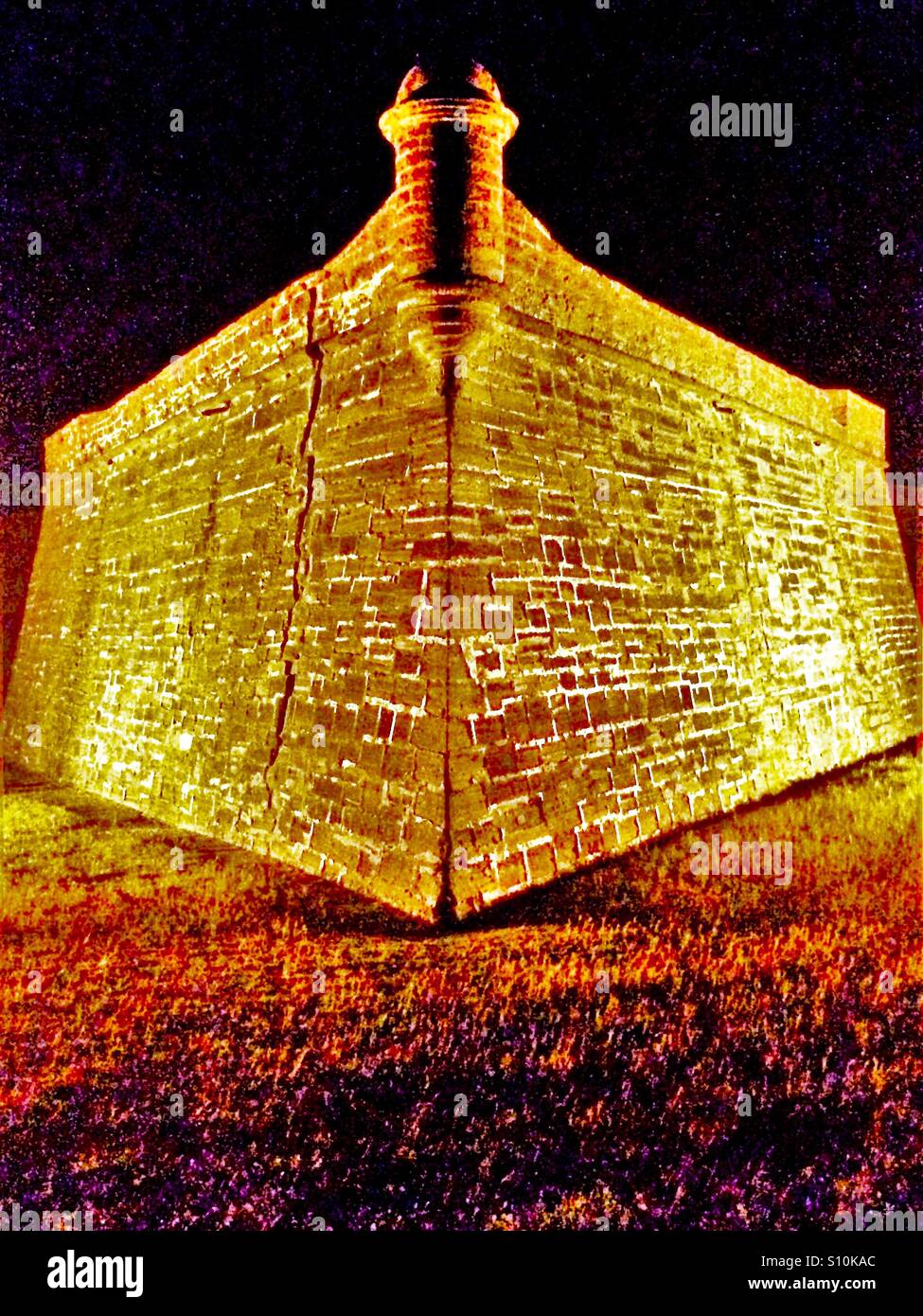 Castillo de San Marcos spanische Festung in der Nacht, St. Augustine, Florida Stockfoto