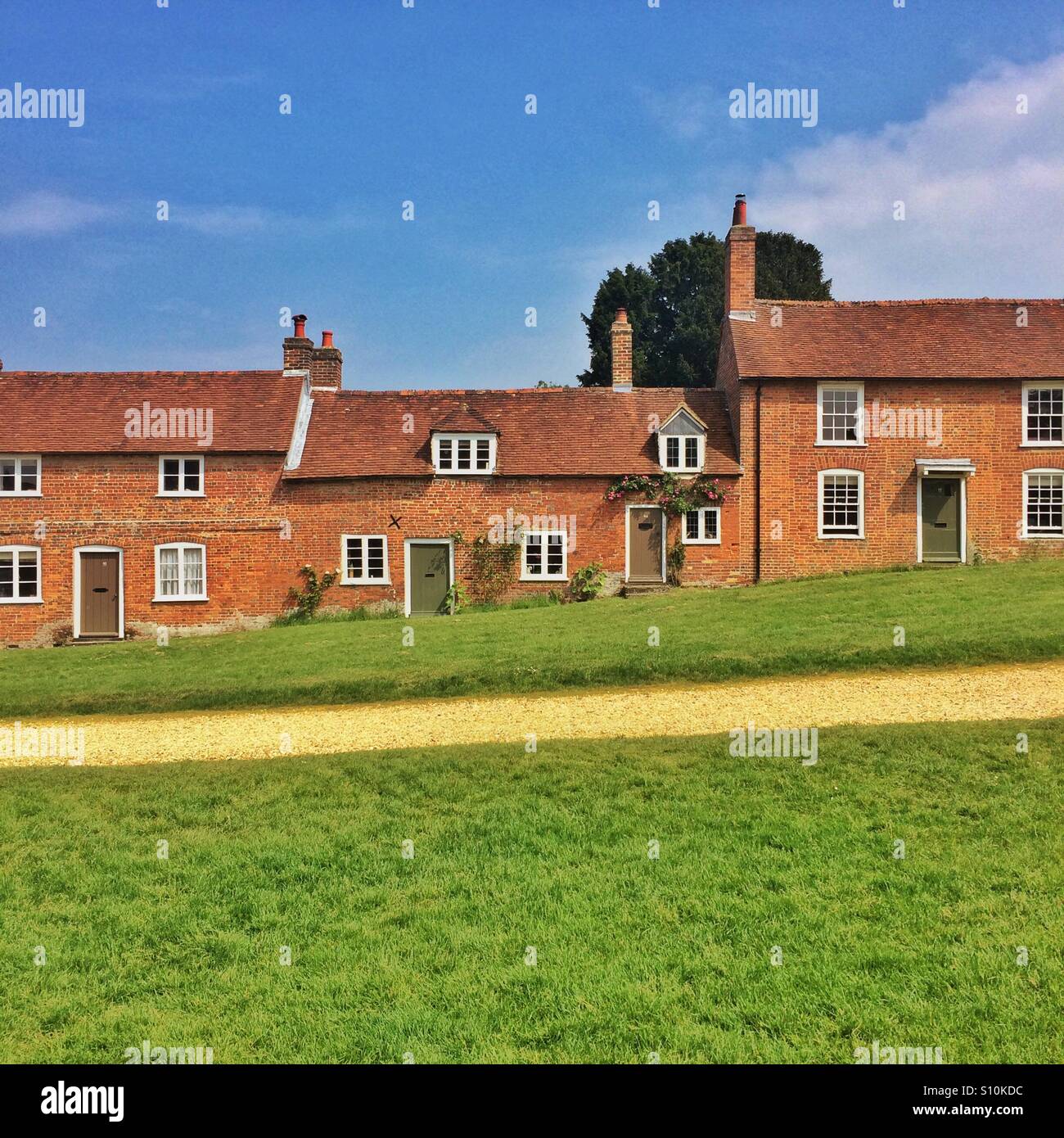 Georgische Terrasse auf dem Land an der Buckler Hard in Hampshire, England Stockfoto