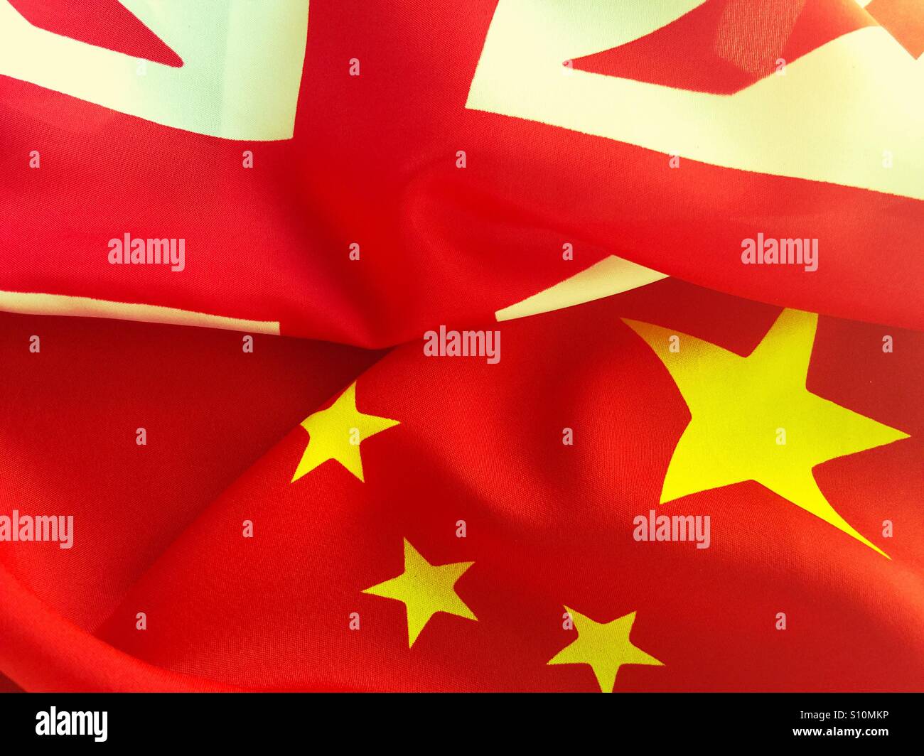 Großbritannien und China Fahnen closeup Stockfoto
