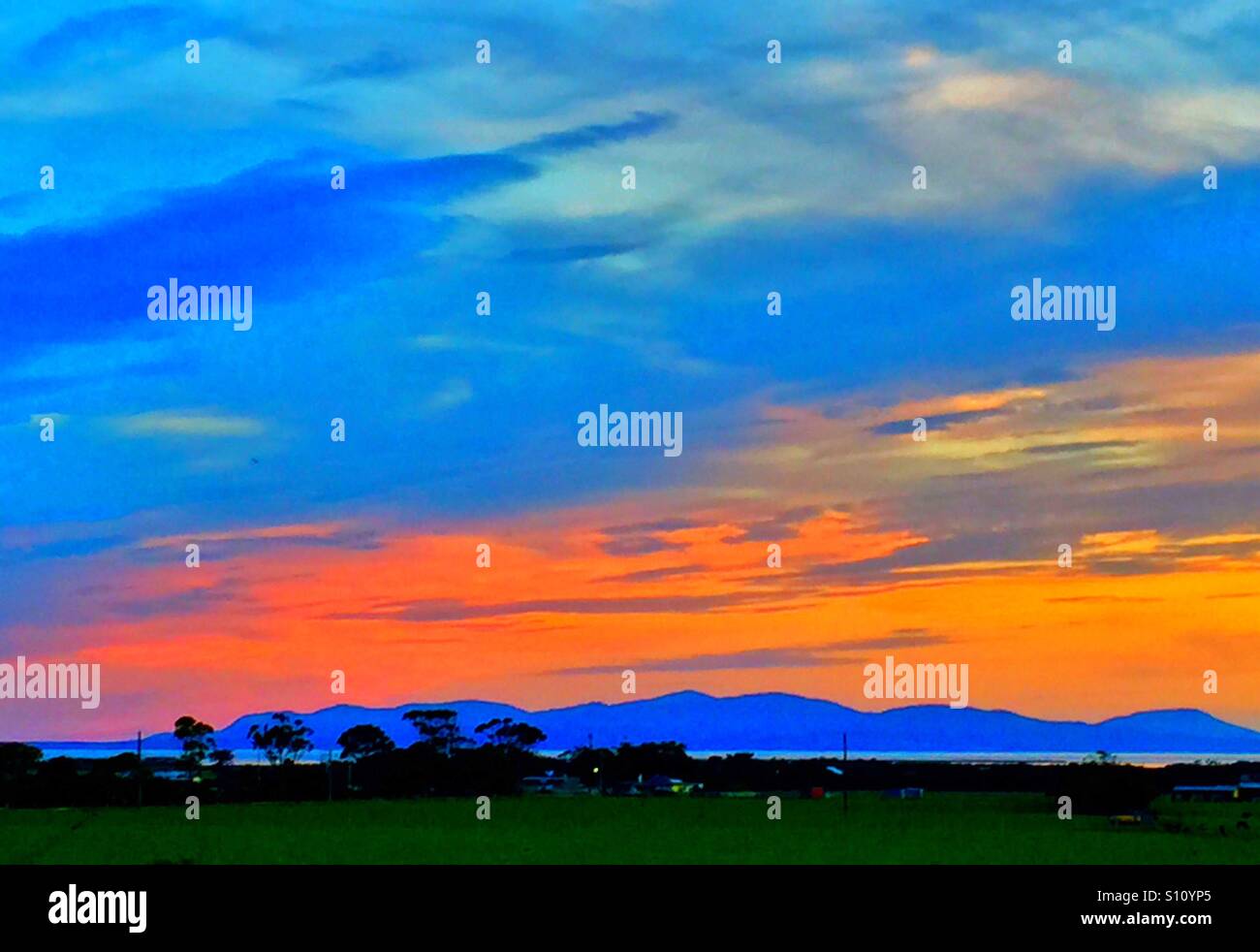 Sonnenuntergang in der Nähe von Toora, Victoria, Australien - Smartphone-aufgenommenes Stockfoto