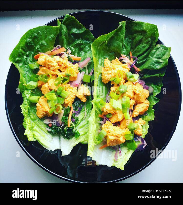 Chicken Satay Salat wraps Stockfoto