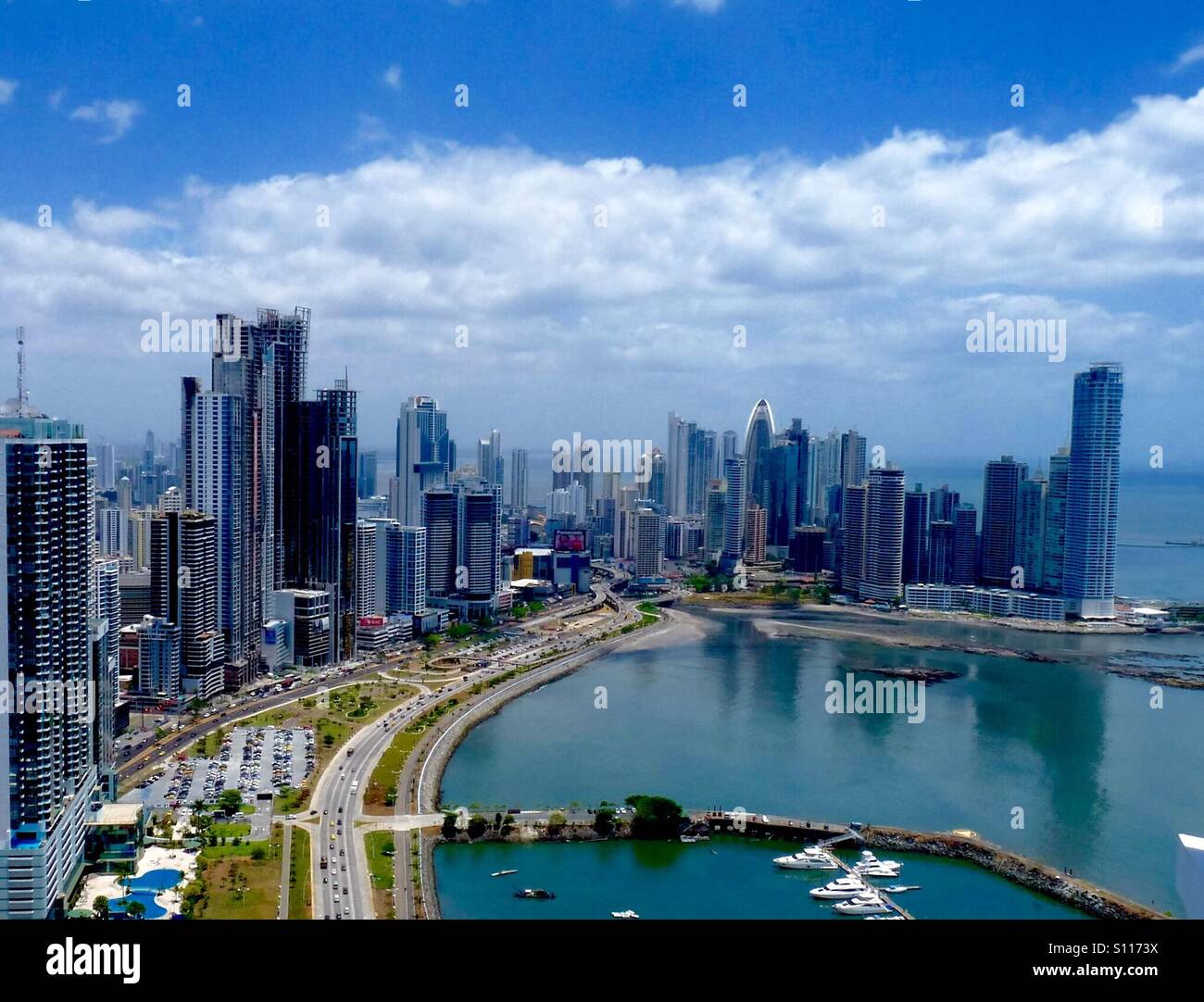 Panama City Skyline an einem sonnigen Tag. Stockfoto