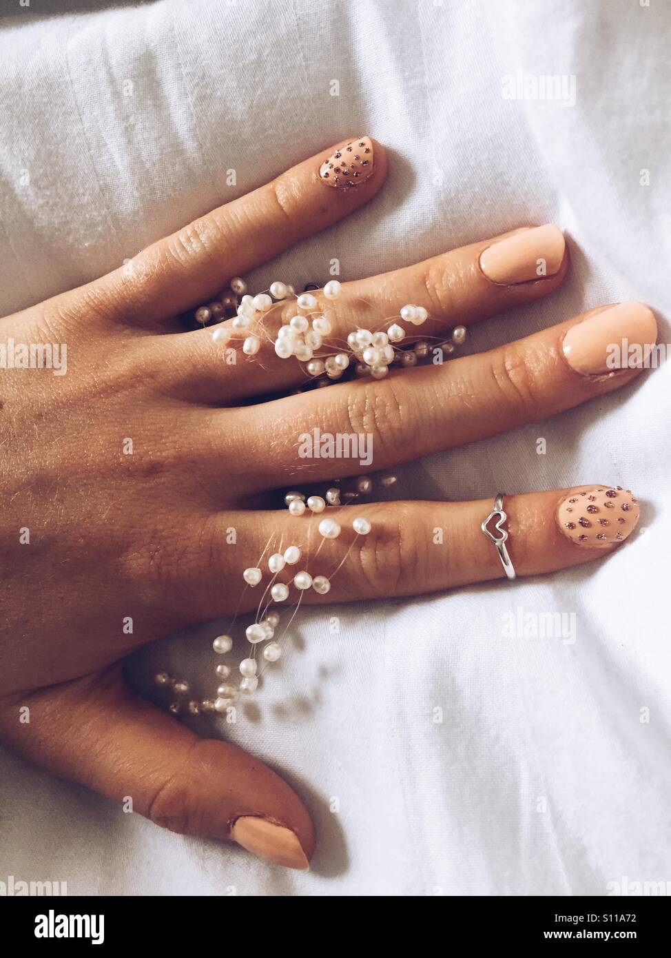 Hochzeit Tag Nägel und Schmuck Stockfoto