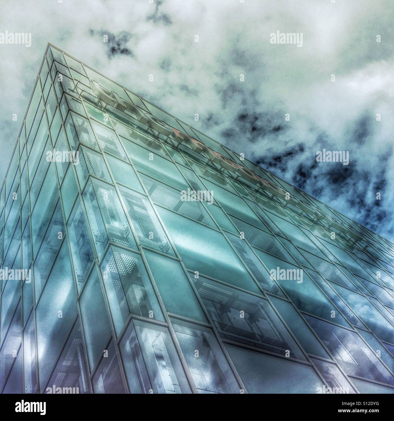 Das Medienzentrum, Gebäude, Huddersfield, England, UK. - Smartphone-aufgenommenes Stockfoto