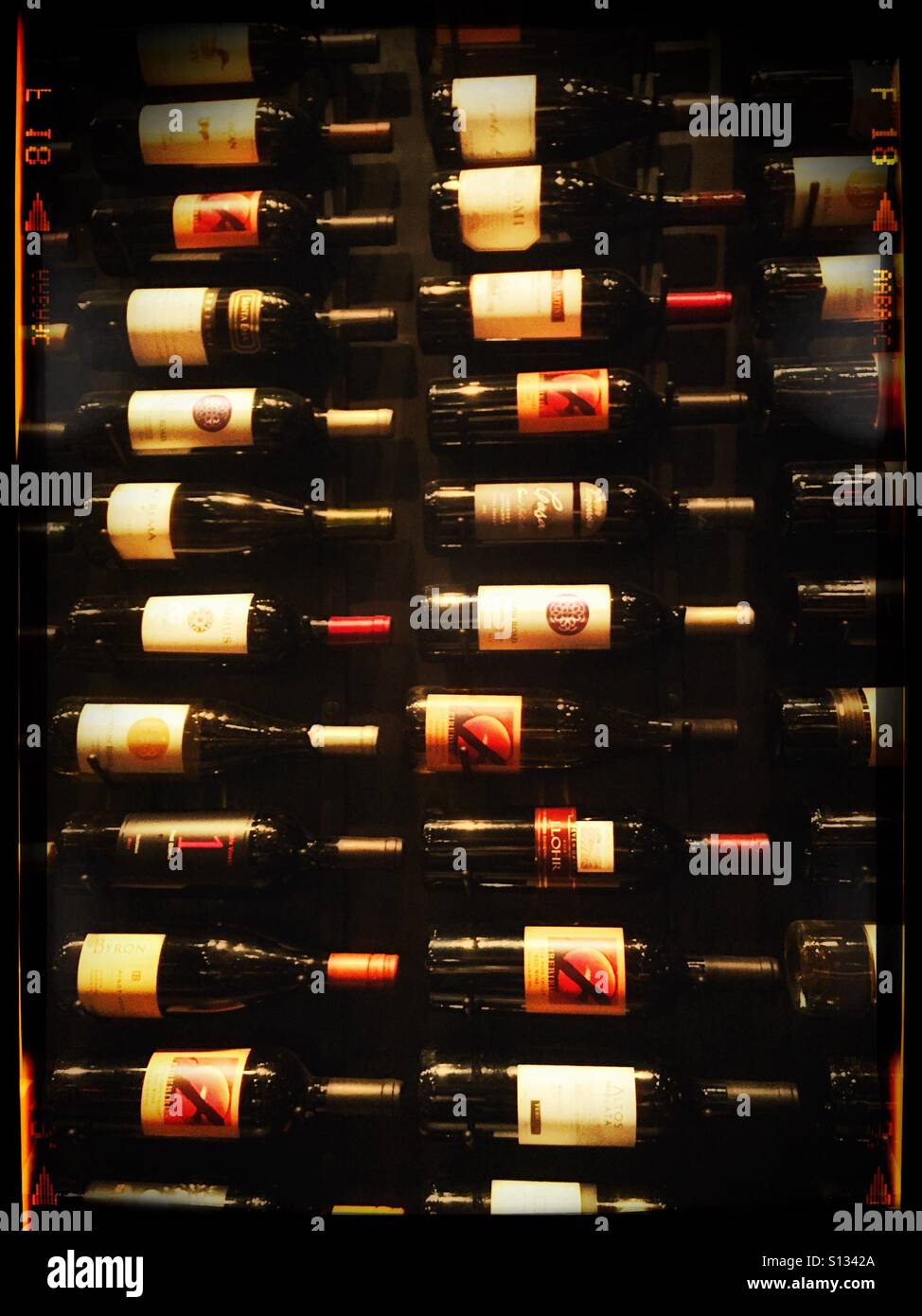 Weinwand in einem restaurant Stockfoto