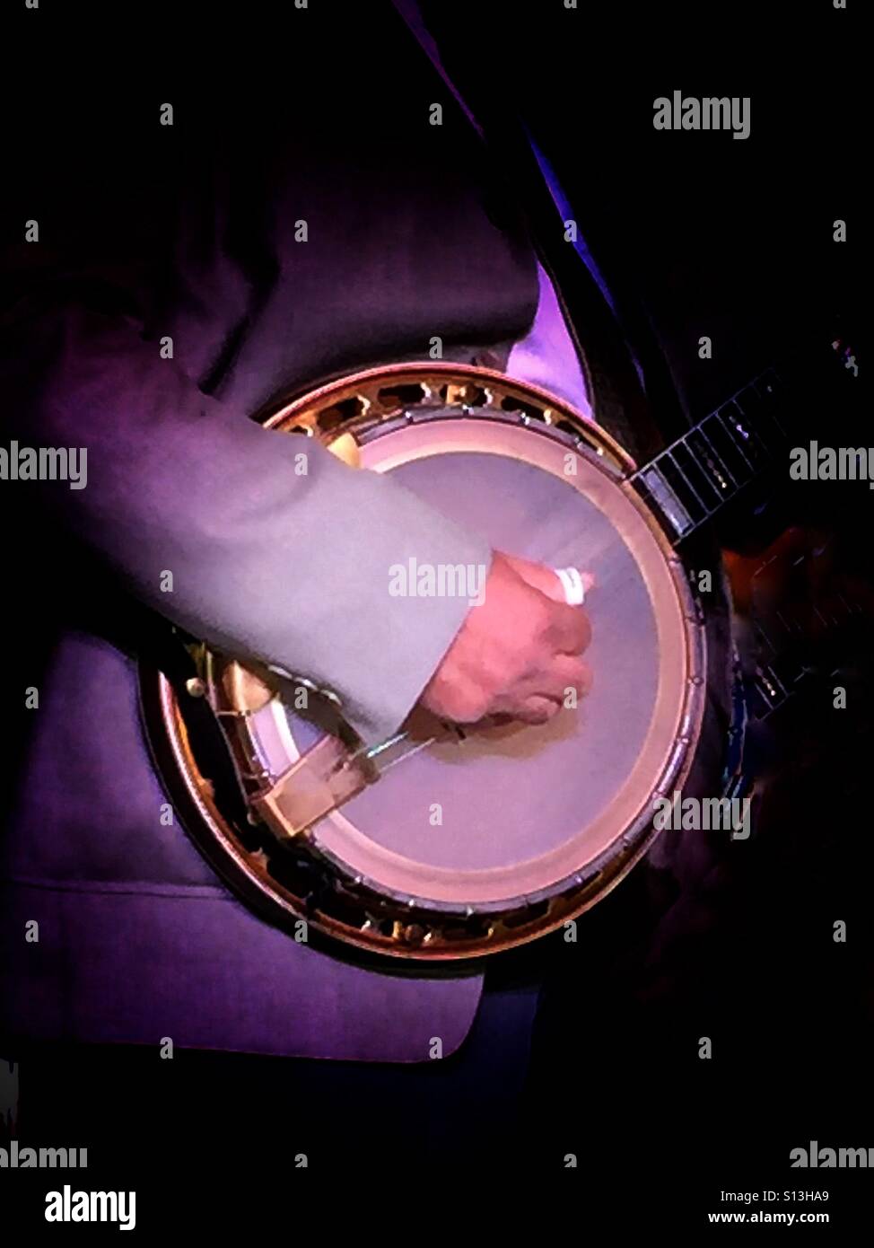 Banjo-Spieler - Smartphone-aufgenommenes Stockfoto