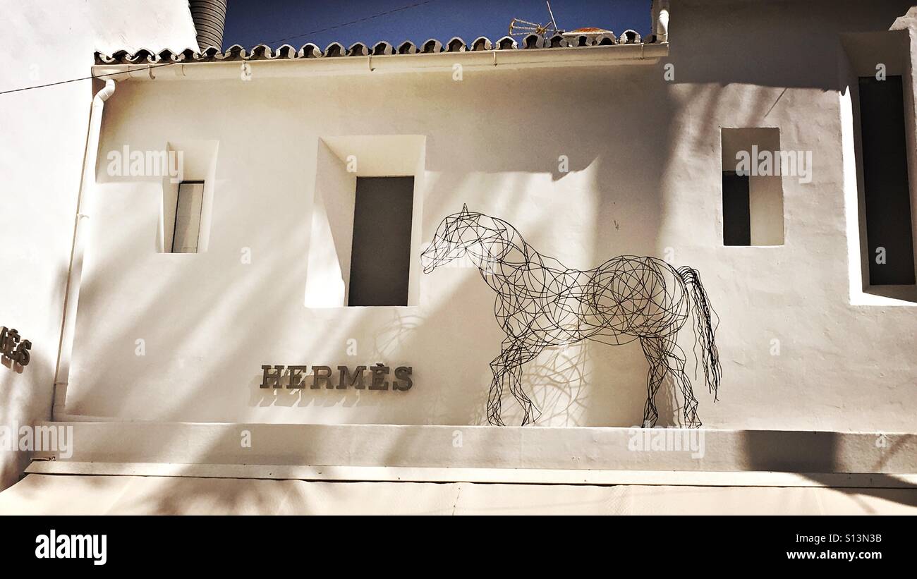 Hermes Boutique Puerto Banus, Spanien. Stockfoto