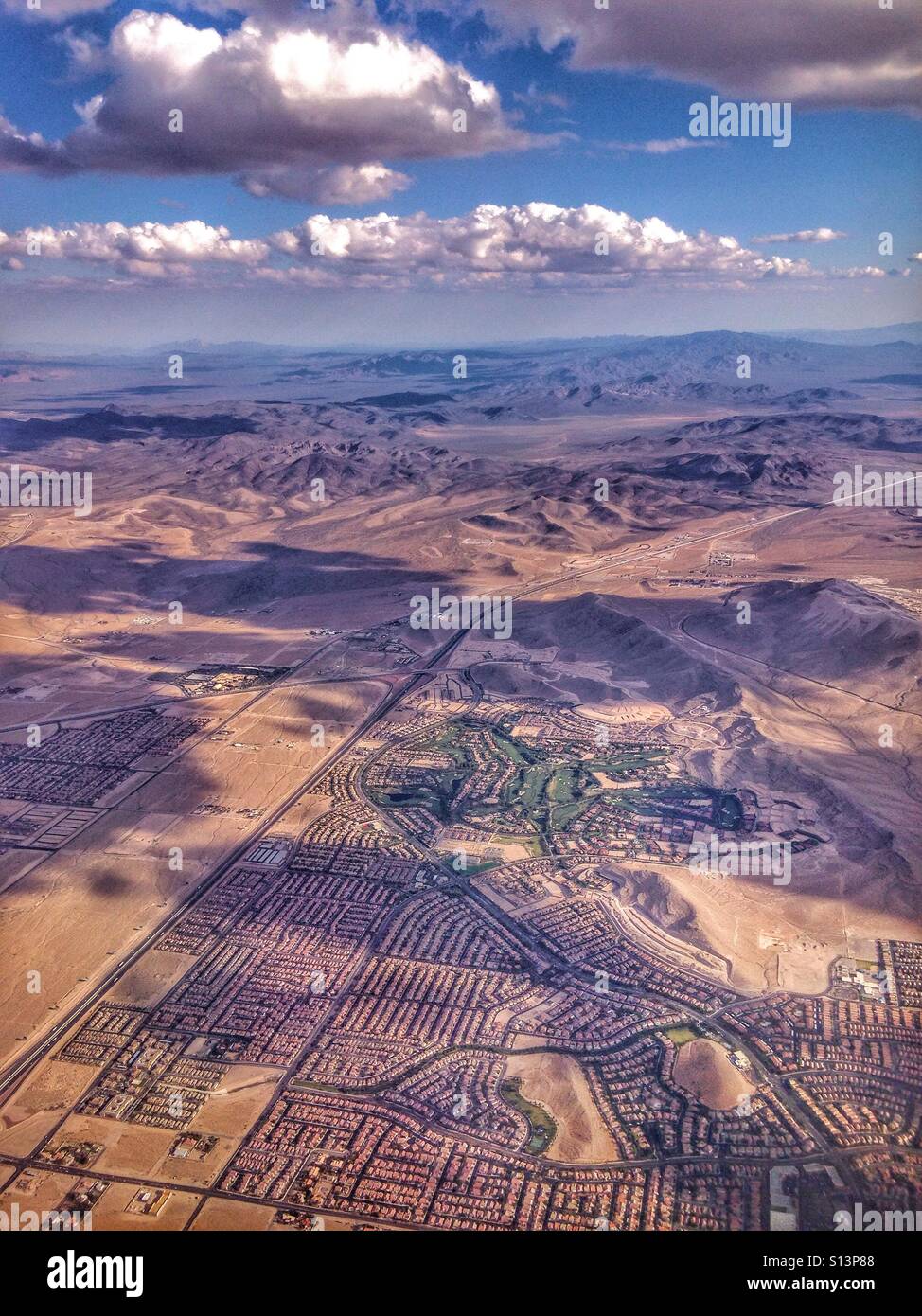 Luftaufnahme der Stadt in der Nähe von Las Vegas, USA Stockfoto