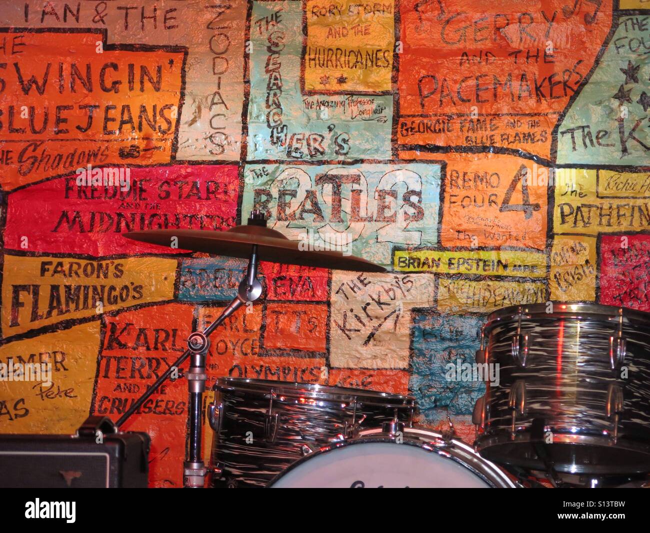 Rückwand in The Cavern Club in Liverpool, England - Geburtsort der Beatles Stockfoto