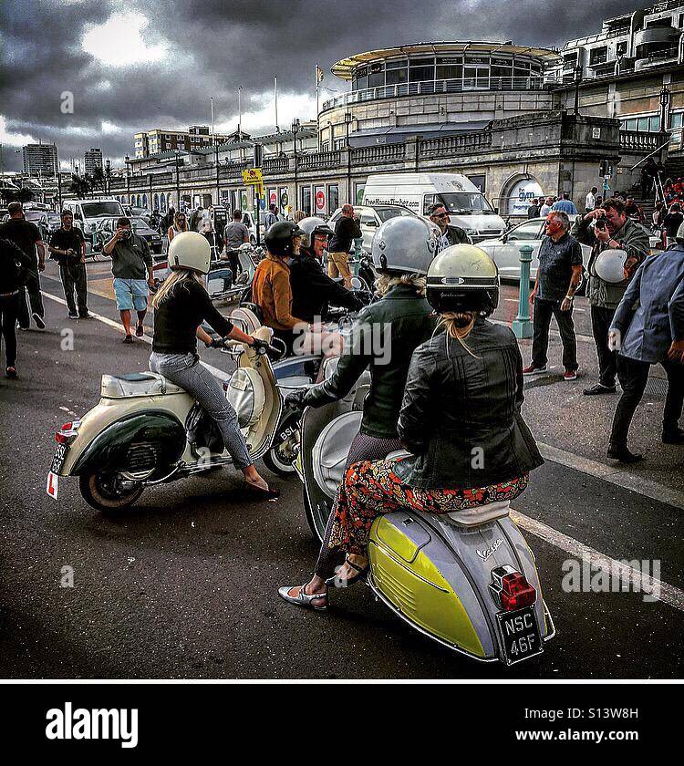 Brighton Scooter rally Stockfotografie Alamy