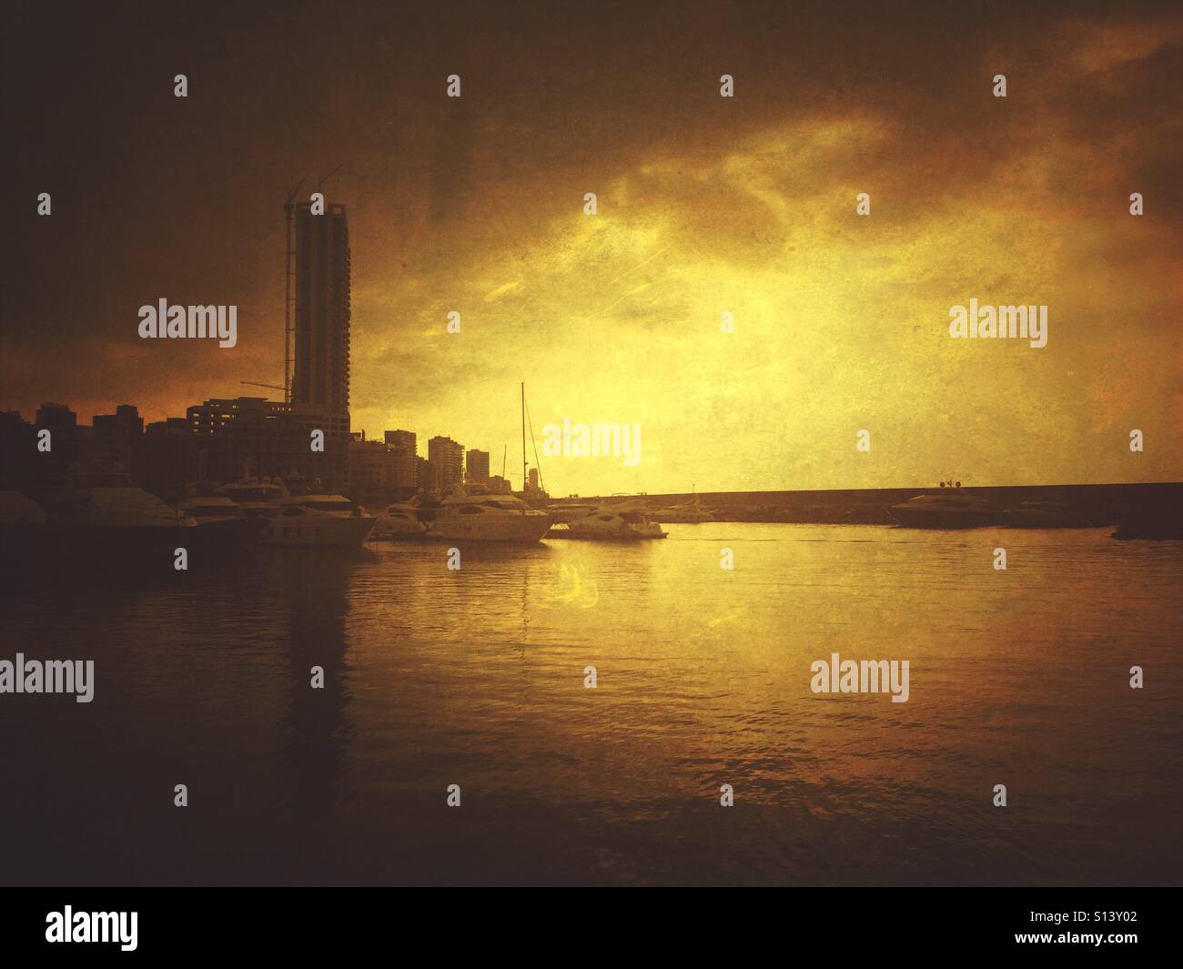 Sonnenuntergang-Beirut-Libanon Stockfoto