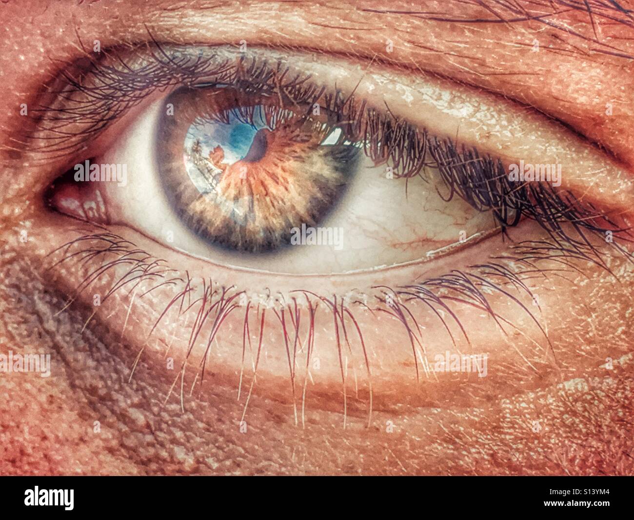 Auge, Nahaufnahme - Smartphone-aufgenommenes Stockfoto