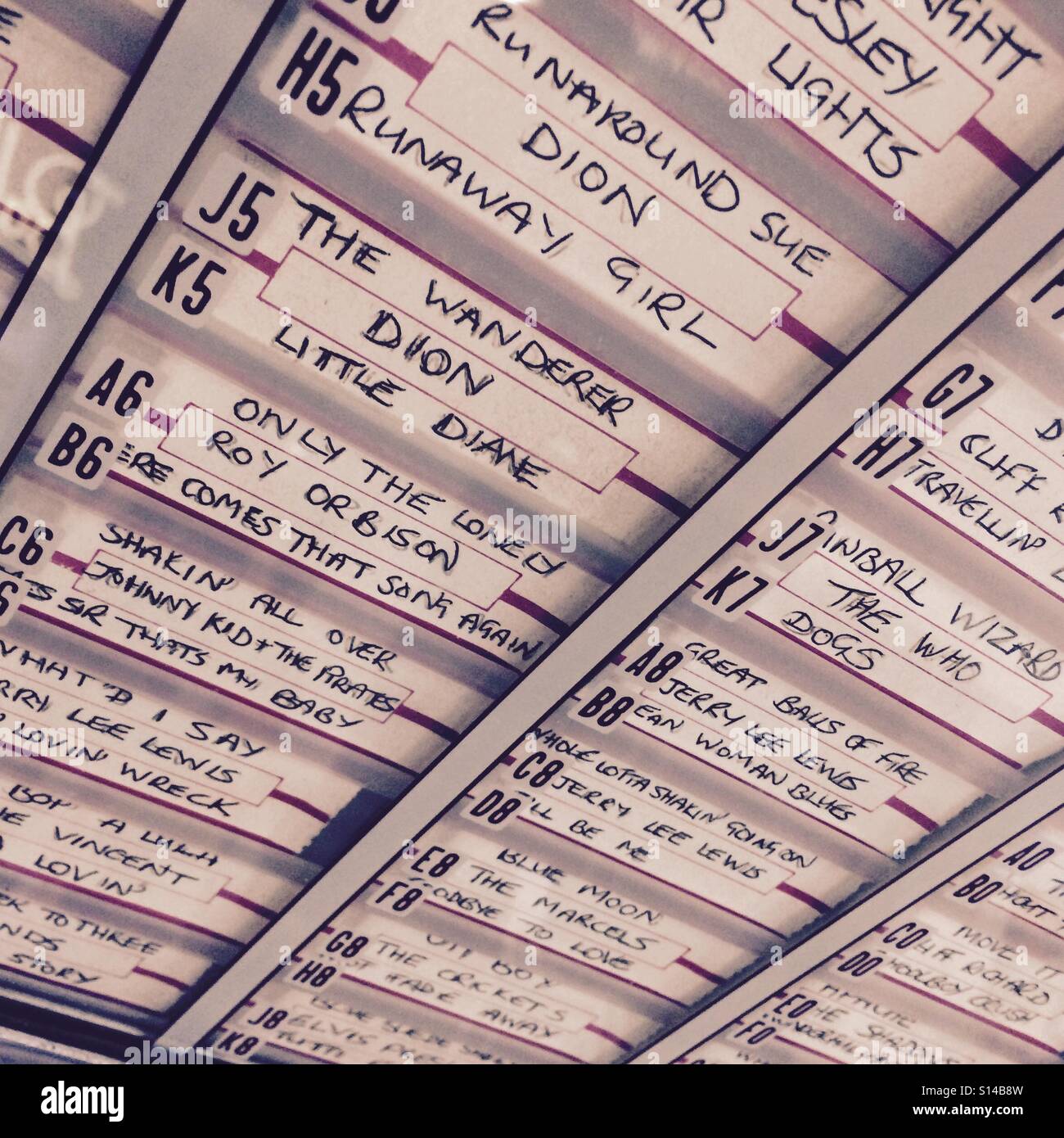 Die Song-Auswahl auf eine alte Vintage jukebox Stockfoto