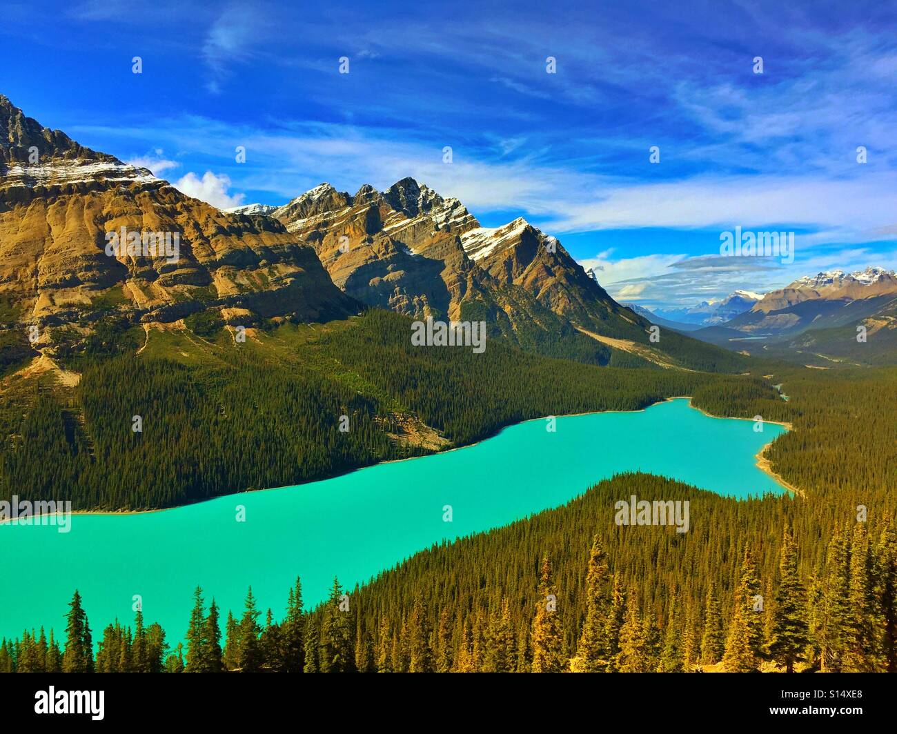 Peyto Lake, Banff Nationalpark, Alberta, Kanada - Smartphone-aufgenommenes Stockfoto