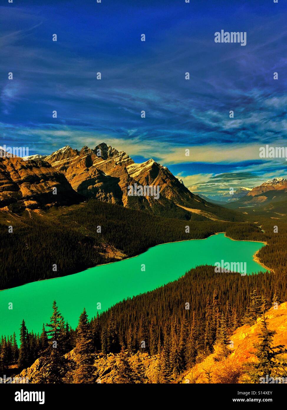 Peyto Lake, Banff Nationalpark, Alberta, Kanada - Smartphone-aufgenommenes Stockfoto