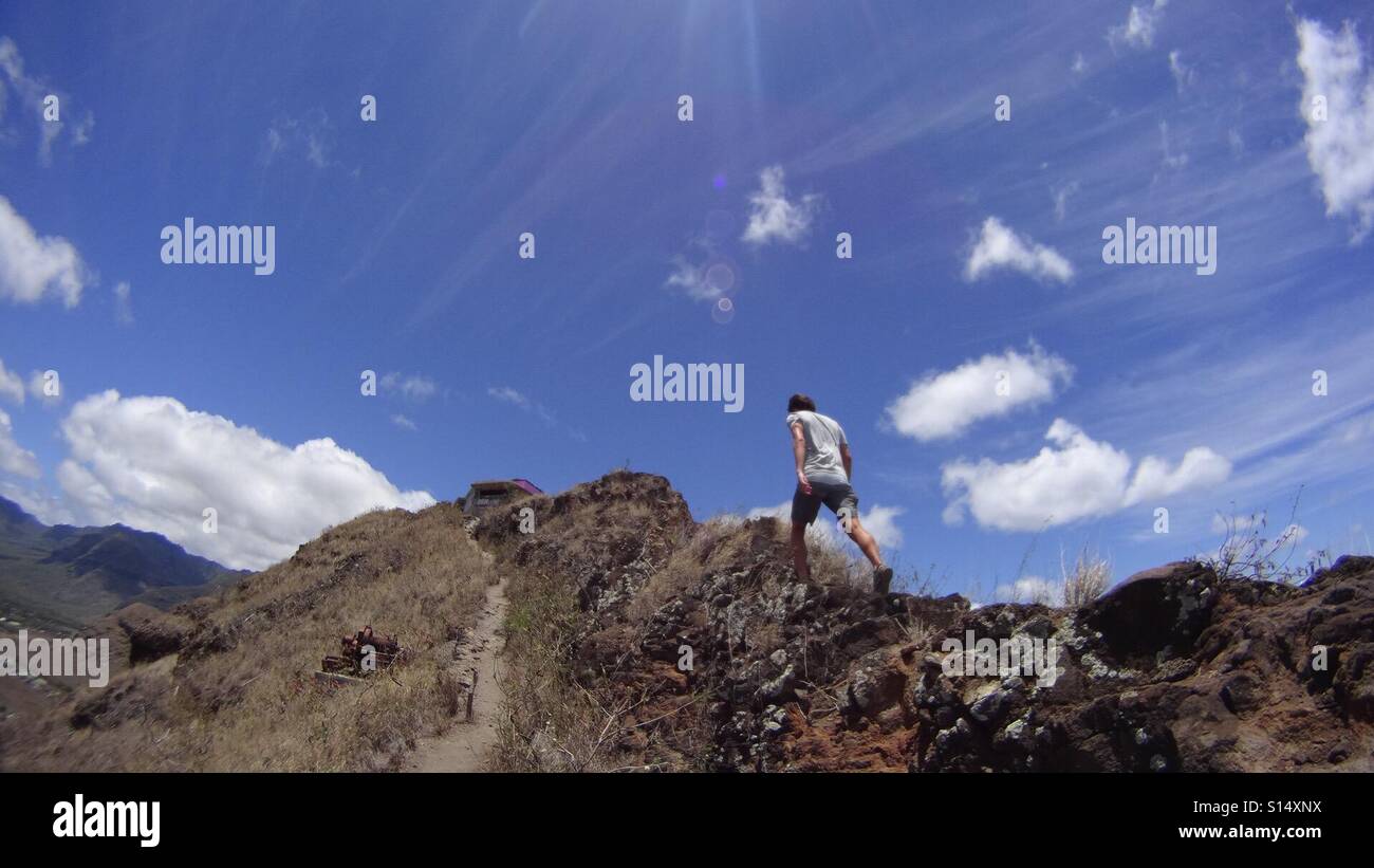 Menschen wandern in Hawaii - Smartphone-aufgenommenes Stockfoto