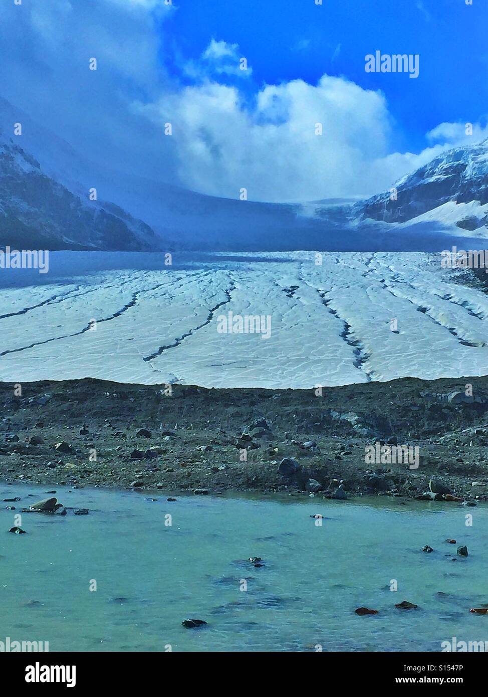 Athabasca Gletscher in Columbia Eisfeldern Stockfoto