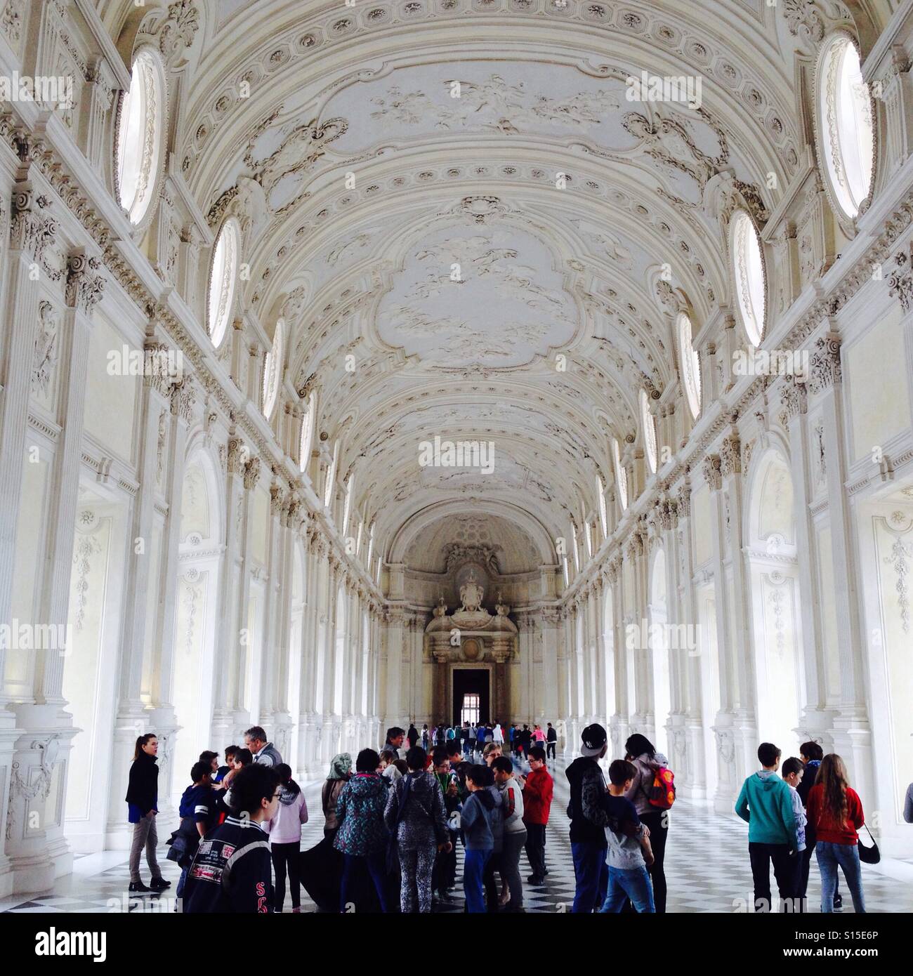 Die Galleria Grande von Venaria Reale, in der Nähe von Turin, Italien Stockfoto