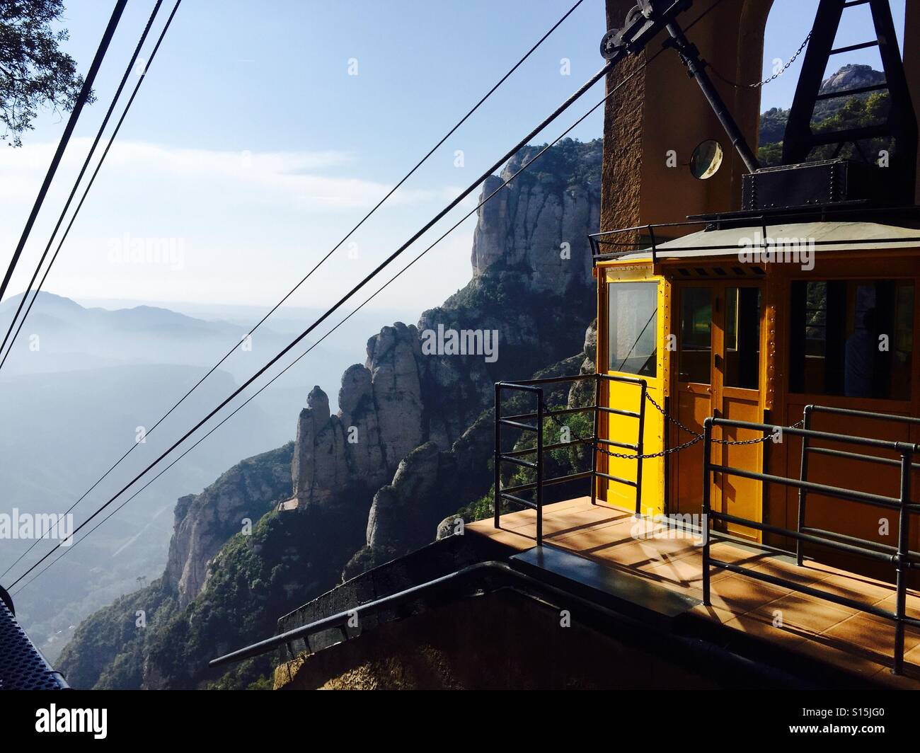 Cable Car an der Spitze von Montserrat Stockfoto