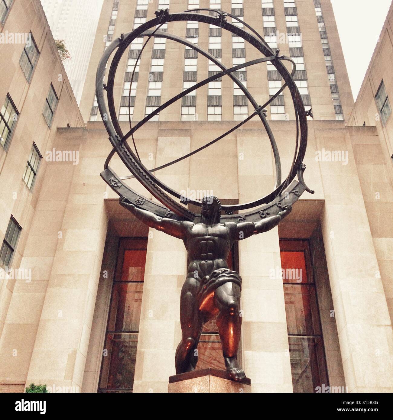 Statue des Atlas an der Rockefeller Cente New York City, Vereinigte Staaten von Amerika. Stockfoto