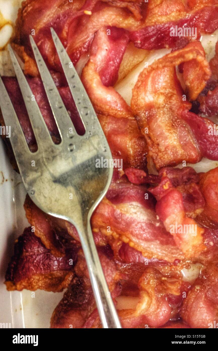 Knusprigem Speck - Smartphone-aufgenommenes Stockfoto
